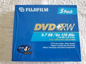Fuji Film 074101694161 New Fujifilm Dvd-rw 4.7 Gb Or 120 Min Re-recordable Data And Video Disks 5-pack