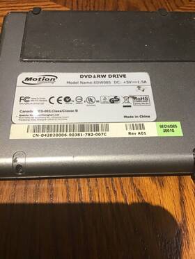 Edw085 Motion Computing Usb 2.0 Dvd Rw Cd-rw External Optical Disc Drive Cd