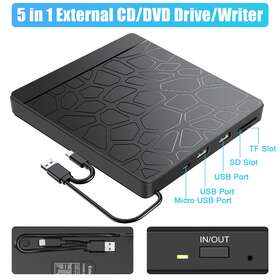 Partsdom 601549116445 Slim External Cd Dvd Disc Drive Usb 3.0 Player Burner Writer For Mac Laptop Pc