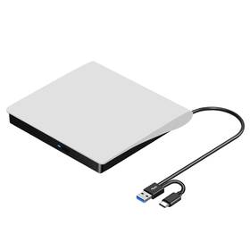 Roofull Ecd829-y-w External Cd Dvd Drive For Mac Laptop Usb 3.0 And Usb-c Reader Writer Bu
