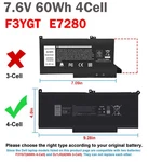 Lot F3YGT Battery For Dell Latitude 12 13 14 E7280 E7480 7490 Series DM3WC. Fixed Price $13.60.