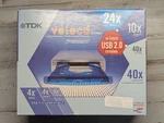 Tdk Velocd 241040UE External Cd-rw Drive Usb Cd-r/rw Burner Clear Blue Y2K. Fixed Price $65.00.