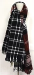 Mudpie Scarf Large Os New 22 X 74 In White Black Burgundy Plaid. Fixed Price $16.99.