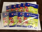 Verbatim Cd-rw 700MB 4X Datalifeplus Silver Inkjet 1-PACK Slim Case Lot Of 9. Fixed Price $10.50.