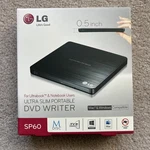 Factory Sealed Lg External Dvd-writer Black Ultra-slim Portable SP60 Dvdrw. Fixed Price $25.00.
