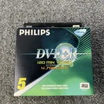Philips 4.7GB Dvd+r 120 Min Video Sp Mode 5-PACK Dvd's New Open Box. Fixed Price $11.11.