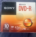 Sony Dvd-r 4.7GB/GO 1X-16X Optical Media Pack 10DMR47SS. Fixed Price $10.99.