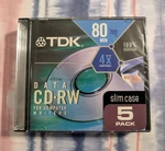 Tdk Cd-rw Rewritable Data 5 Pack Cds 1X-4X 700MB 80 Minute Slim Case Sealed. Fixed Price $7.05.