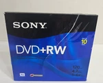 New Sony Dvd + Rw 10 Pack Rewriteable Discs 4.7GB 120 Minutes. Fixed Price $16.99.