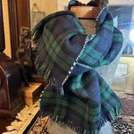 Vintage Mudpie Tartan Plaid Buffalo Scarf Throw Green/ Black Wt 78 X21 Reverse. Fixed Price $39.00.