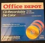 Vintage Office Depot Cd-r 700 MB/80 Min Cds 5 Pack Recordable 1X-32X Sealed. Fixed Price $12.88.