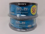 Sony Dvd+rw 4.7 Gb 120 Min 1-4X Rewritable Dvds Discs 50 Pack. Fixed Price $29.99.