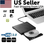Slim External Cd Dvd Rw Drive Usb 3.0 Writer Burner Player Black For Laptop Pc. Fixed Price $19.95.