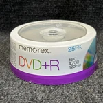 New Sealed Memorex Recordable Dvd+r 25 Pack 16X 4.7GB 120MIN Blank Media Discs. Fixed Price $17.60.