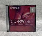 Tdk Cd-rw 80 Min 700MB 1X-4X Rewritable Media Slim Jewel Cases 5 Pack New. Fixed Price $21.97.