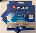 Packages- 3 Verbatim Blu-ray Recordable Bd-r 4X Discs 25GB Jewel Case. Fixed Price $20.00.