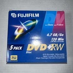 New Fujifilm Dvd-rw 4.7 Gb 120 Min Re-recordable Data & Video Disks 5-PACK. Fixed Price $15.99.