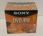 Sony 10-PACK Dvd-rw 120 Min 4.7 Gb Brand New Sealed Re-recordable 10DMW47L2. Fixed Price $34.99.