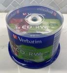 Verbatim Cd-rw Discs Printable 700MB/80MIN 4X Spindle Silver 50/PACK. Fixed Price $95.00.